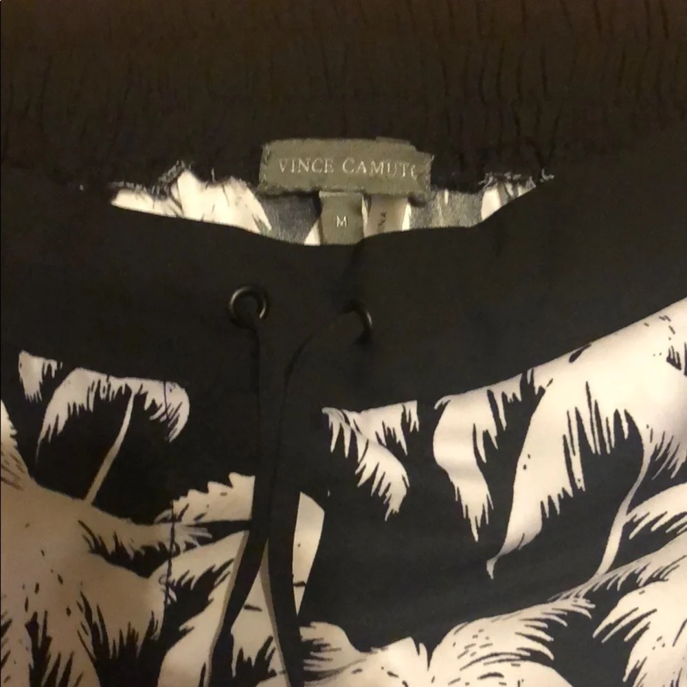 Vince Camuto Black and White Palm Print Joggers